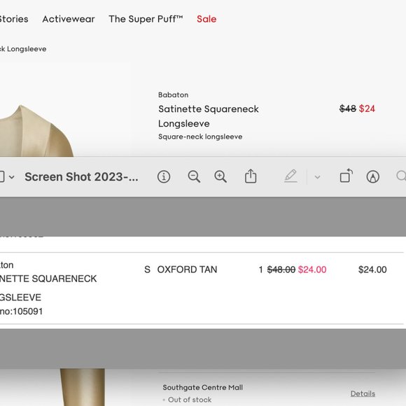 Babaton Satinette Squareneck Longsleeve - Picture 2 of 2